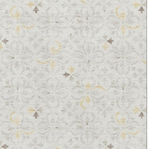 HomeRoots 9' X 12' Ivory Floral Area Rug – Durable, Washable, UV-Protected for Stylish Living Spaces & Families 673944
