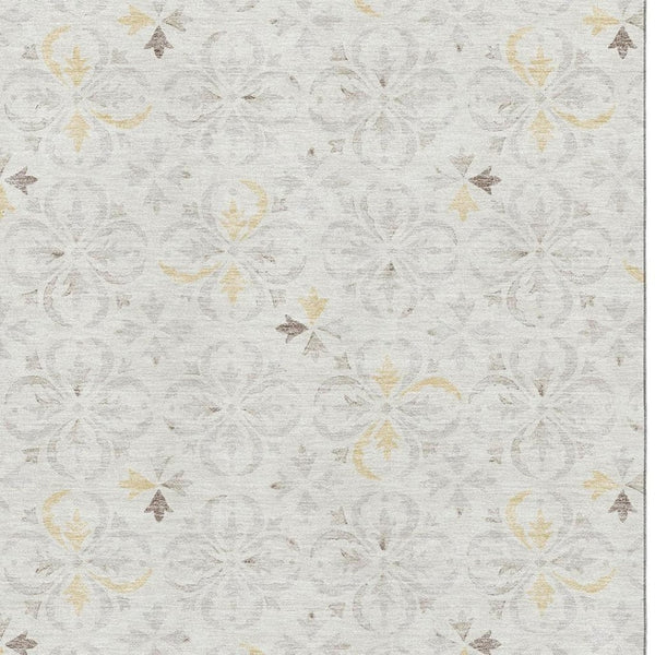 HomeRoots 9' X 12' Ivory Floral Area Rug – Durable, Washable, UV-Protected for Stylish Living Spaces & Families 673944