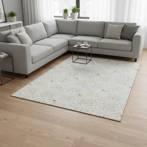 HomeRoots 10' X 14' Ivory and Beige Floral Area Rug - Durable, Washable, UV-Protected Elegance for High Traffic 673945