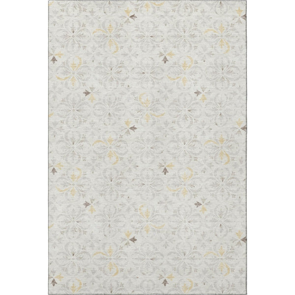 HomeRoots 10' X 14' Ivory and Beige Floral Area Rug - Durable, Washable, UV-Protected Elegance for High Traffic 673945