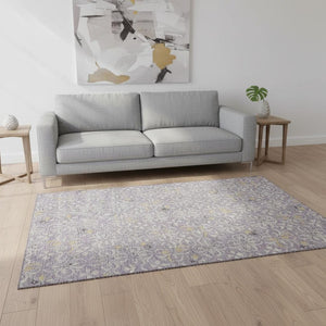 HomeRoots 5' X 8' Floral Area Rug in Lavender & Ivory - Washable, UV Protected, Perfect for Homes with Kids & Pets 673947