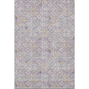 HomeRoots 5' X 8' Floral Area Rug in Lavender & Ivory - Washable, UV Protected, Perfect for Homes with Kids & Pets 673947