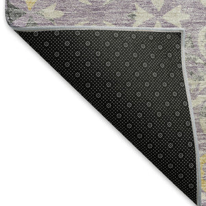 HomeRoots 8' Lavender Floral Round Rug - Washable, UV Protected, Stain Resistant for Homes with Kids & Pets 673948