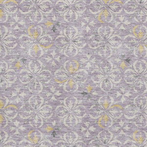 HomeRoots 8' X 10' Elegant Lavender and Ivory Floral Area Rug - Washable, Stain Resistant, UV Protected Design 673949