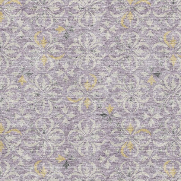 HomeRoots 8' X 10' Elegant Lavender and Ivory Floral Area Rug - Washable, Stain Resistant, UV Protected Design 673949