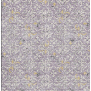 HomeRoots 9' X 12' Elegant Lavender & Ivory Floral Area Rug - Washable, Stain Resistant, UV Protected Design! 673950