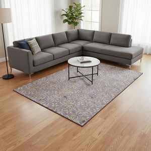 HomeRoots 10' X 14' Floral Area Rug in Lavender & Ivory - Washable, Stain-Resistant, UV Protected Elegance 673951