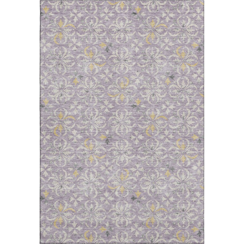 HomeRoots 10' X 14' Floral Area Rug in Lavender & Ivory - Washable, Stain-Resistant, UV Protected Elegance 673951