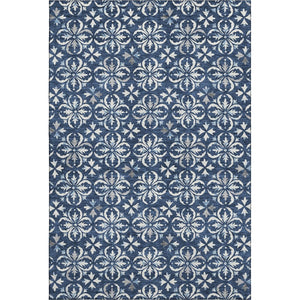 HomeRoots 5' X 8' Navy Blue Floral Area Rug - Washable, UV Protected, Durable for Busy Homes & Stylish Decor 673953