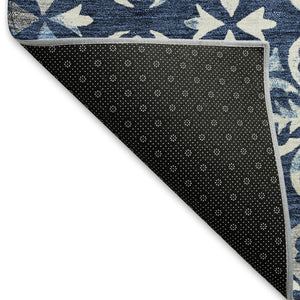 HomeRoots 5' X 8' Navy Blue Floral Area Rug - Washable, UV Protected, Durable for Busy Homes & Stylish Decor 673953