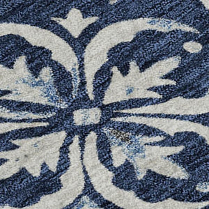 HomeRoots 5' X 8' Navy Blue Floral Area Rug - Washable, UV Protected, Durable for Busy Homes & Stylish Decor 673953