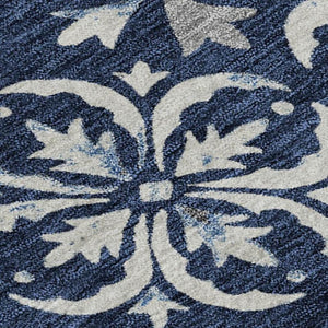 HomeRoots 5' X 8' Navy Blue Floral Area Rug - Washable, UV Protected, Durable for Busy Homes & Stylish Decor 673953