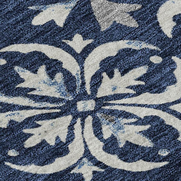 HomeRoots 5' X 8' Navy Blue Floral Area Rug - Washable, UV Protected, Durable for Busy Homes & Stylish Decor 673953