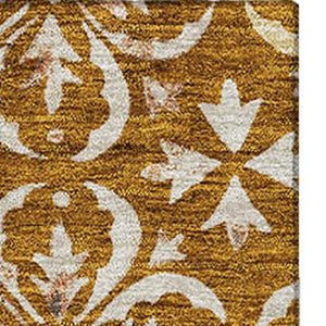 HomeRoots 5' X 8' Floral Washable Area Rug - Rust & Beige with UV Protection for Homes with Kids & Pets 673959