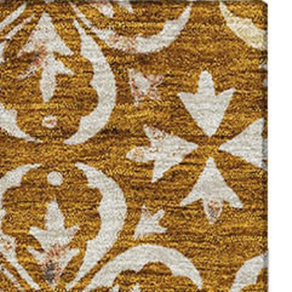 HomeRoots 8' X 10' Washable Floral Area Rug in Rust & Beige – UV Protected, Stain-Resistant, Durable Design 673961