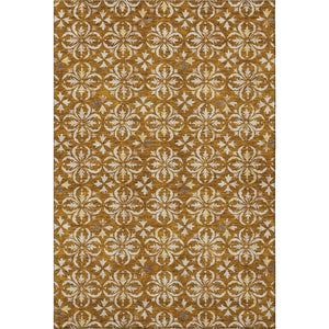HomeRoots 10' X 14' Floral Area Rug in Rust & Beige – Washable, UV Protected, Stain Resistant for Homes with Kids 673963