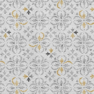HomeRoots 8' X 10' Silver and Gray Floral Washable Area Rug – UV Protected, Stain Resistant, Family-Friendly Decor 673967