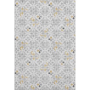 HomeRoots 10' Silver and Gray Floral Area Rug - Washable, UV Protected, Stain-Resistant for High-Traffic Spaces 673969