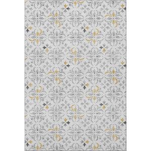 HomeRoots 10' Silver and Gray Floral Area Rug - Washable, UV Protected, Stain-Resistant for High-Traffic Spaces 673969