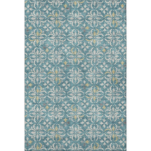 HomeRoots 5' X 8' Floral Washable Area Rug in Teal & Ivory - Durable, Stain-Resistant, UV Protected & Stylish! 673971