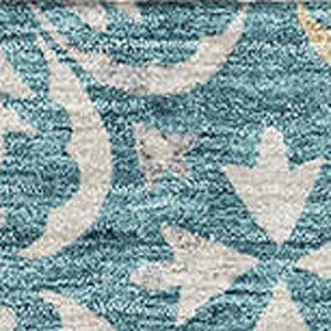 HomeRoots 8' X 10' Teal & Ivory Floral Area Rug - Washable, UV Protected, Ideal for Families & Pets! 673973