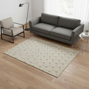 HomeRoots 5' X 8' Washable Beige and Taupe Geometric Area Rug with UV Protection - Perfect for High-Traffic Areas! 673977