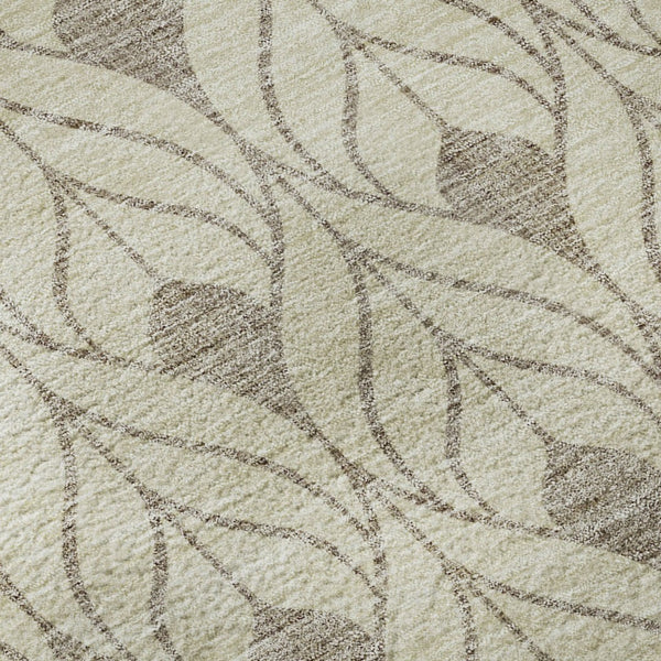 HomeRoots 5' X 8' Washable Beige and Taupe Geometric Area Rug with UV Protection - Perfect for High-Traffic Areas! 673977
