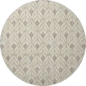HomeRoots 8' Beige and Taupe Geometric Washable Round Rug – Modern, UV-Protected, Stain-Resistant Design! 673978