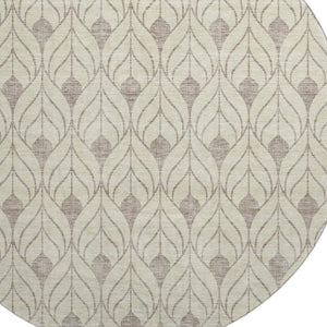 HomeRoots 8' Beige and Taupe Geometric Washable Round Rug – Modern, UV-Protected, Stain-Resistant Design! 673978
