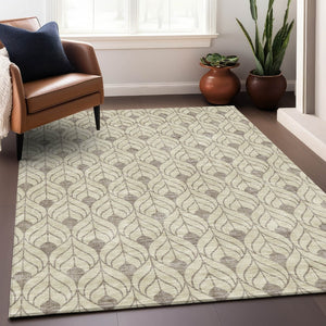 HomeRoots 8' X 10' Beige and Taupe Geometric Area Rug - Stylish, Washable, UV-Protected for High-Traffic Spaces 673979