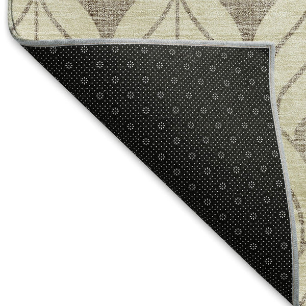 HomeRoots 8' X 10' Beige and Taupe Geometric Area Rug - Stylish, Washable, UV-Protected for High-Traffic Spaces 673979