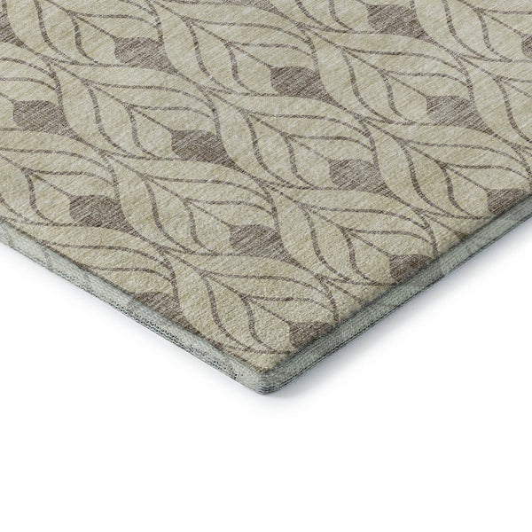 HomeRoots 9' X 12' Washable Beige and Taupe Geometric Area Rug with UV Protection for High-Traffic Spaces 673980