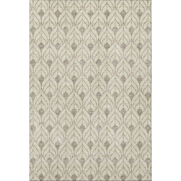 HomeRoots 9' X 12' Washable Beige and Taupe Geometric Area Rug with UV Protection for High-Traffic Spaces 673980