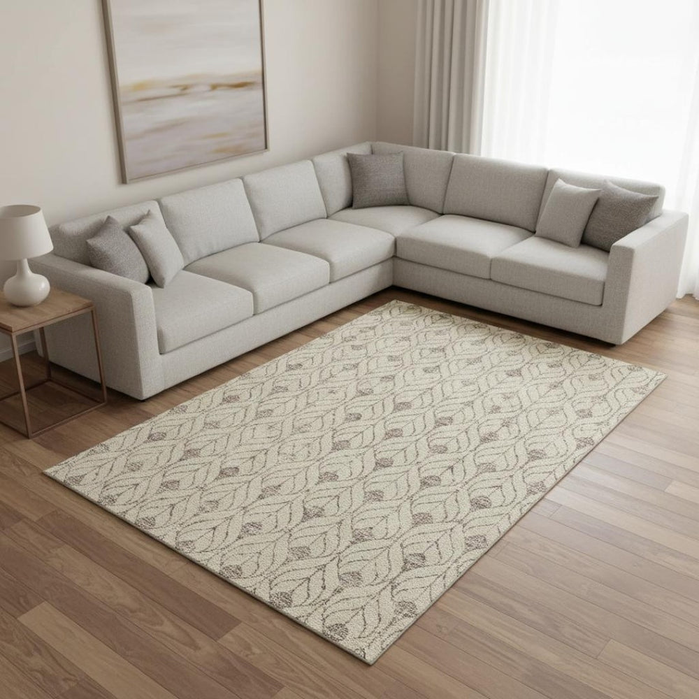 HomeRoots 10' Beige and Taupe Geometric Area Rug - Washable, UV Protected, Perfect for Busy Homes & Stylish Décor 673981
