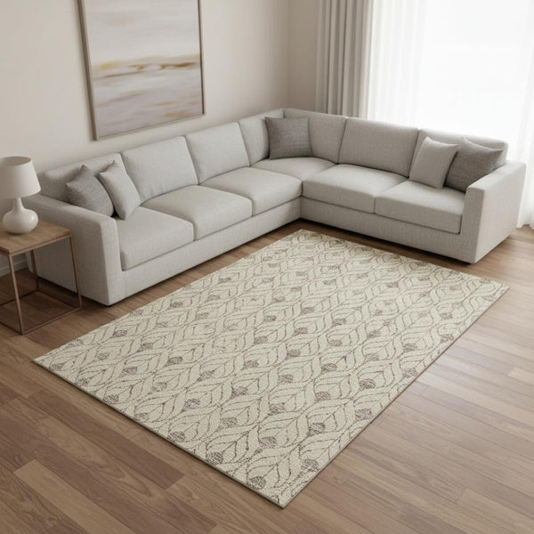 HomeRoots 10' Beige and Taupe Geometric Area Rug - Washable, UV Protected, Perfect for Busy Homes & Stylish Décor 673981