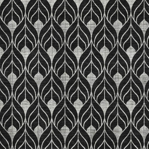 HomeRoots 5' X 8' Stylish Black & Gray Geometric Washable Area Rug - Durable, UV Protected & Stain Resistant! 673983