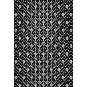 HomeRoots 8' X 10' Black And Gray Geometric Area Rug - Washable, UV Protected, Stain Resistant for Busy Homes 673985