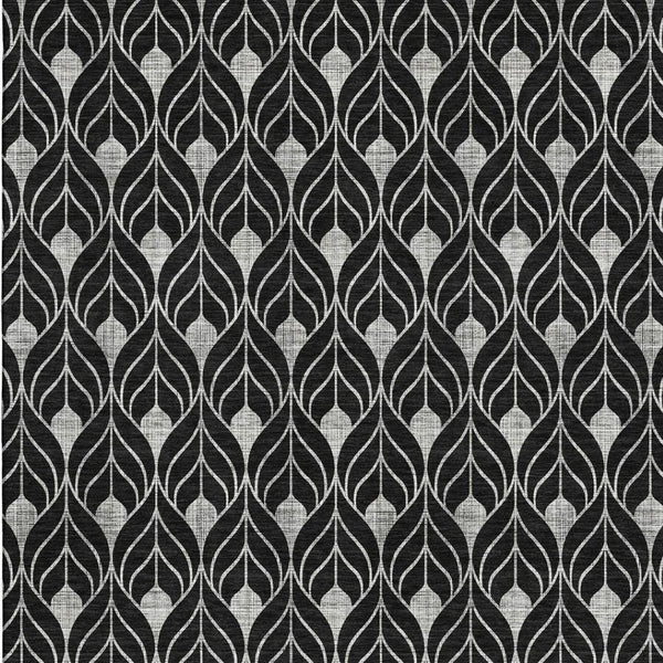 HomeRoots 8' X 10' Black And Gray Geometric Area Rug - Washable, UV Protected, Stain Resistant for Busy Homes 673985