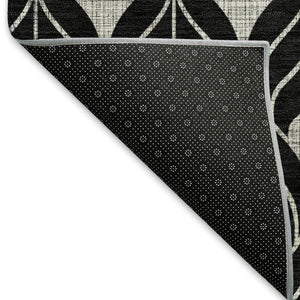 HomeRoots 10' X 14' Stylish Black & Gray Geometric Washable Area Rug with UV Protection for Busy Homes 673987