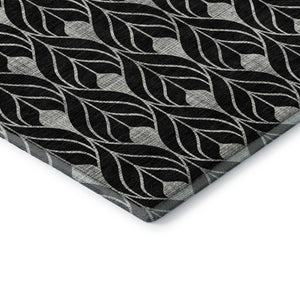 HomeRoots 10' X 14' Stylish Black & Gray Geometric Washable Area Rug with UV Protection for Busy Homes 673987