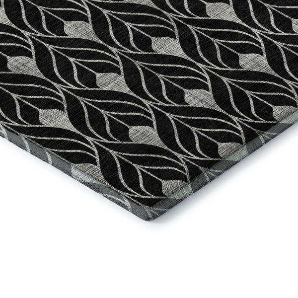 HomeRoots 10' X 14' Stylish Black & Gray Geometric Washable Area Rug with UV Protection for Busy Homes 673987