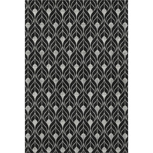 HomeRoots 10' X 14' Stylish Black & Gray Geometric Washable Area Rug with UV Protection for Busy Homes 673987
