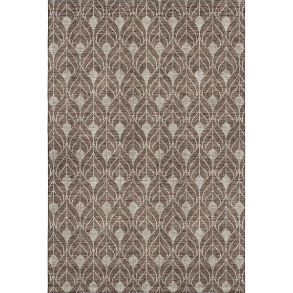 HomeRoots 8' X 10' Brown And Beige Geometric Area Rug - Washable, Stain-Resistant, UV Protected for Modern Homes 673991