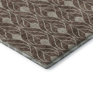 HomeRoots 8' X 10' Brown And Beige Geometric Area Rug - Washable, Stain-Resistant, UV Protected for Modern Homes 673991