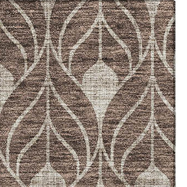 HomeRoots 8' X 10' Brown And Beige Geometric Area Rug - Washable, Stain-Resistant, UV Protected for Modern Homes 673991