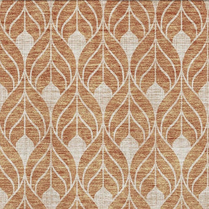 HomeRoots 5' X 8' Copper And Beige Geometric Area Rug - Washable, UV Protected, Stylish & Durable for Family Living 673995