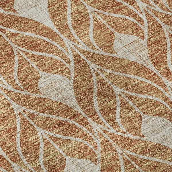HomeRoots 8' Copper and Beige Geometric Round Rug - Washable, UV-Protected, Durable, Perfect for Homes 673996