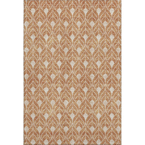 HomeRoots 8' X 10' Copper and Beige Geometric Area Rug - Washable, UV-Protected, Durable for Modern Living Spaces 673997