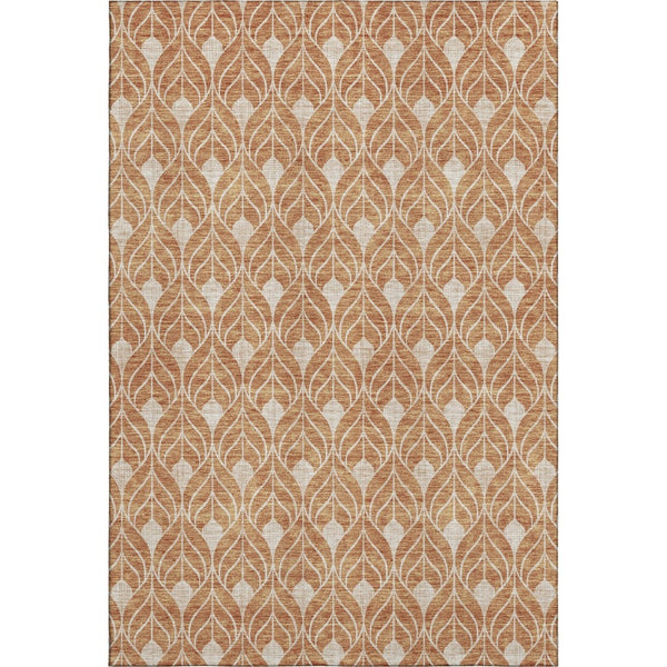 HomeRoots 8' X 10' Copper and Beige Geometric Area Rug - Washable, UV-Protected, Durable for Modern Living Spaces 673997