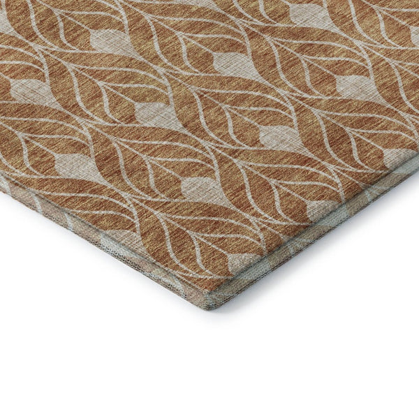 HomeRoots 8' X 10' Copper and Beige Geometric Area Rug - Washable, UV-Protected, Durable for Modern Living Spaces 673997